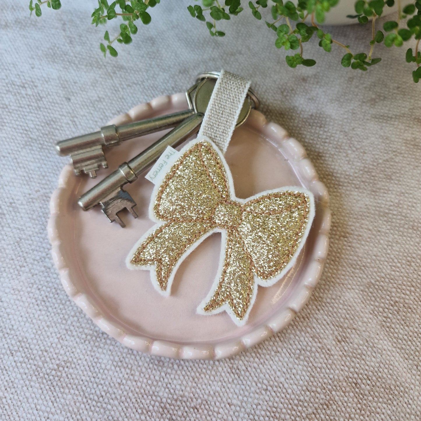 Bow Bag Charm - Gold Glitter