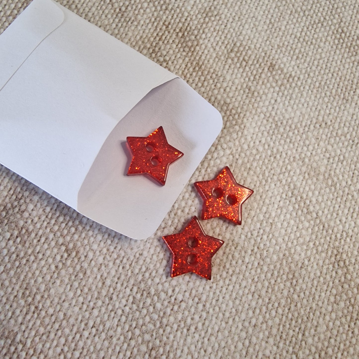Red Glitter Star Buttons