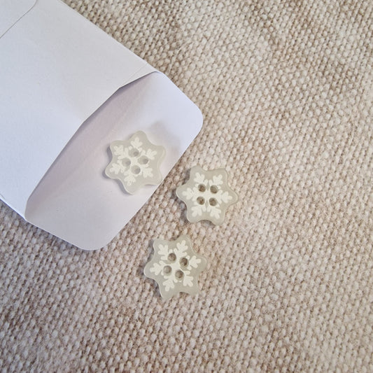 Snowflake Buttons, 12mm Matte