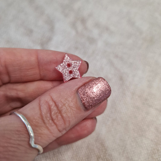 Pink Star Glitter Buttons