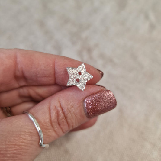 Silver Glitter Star Buttons