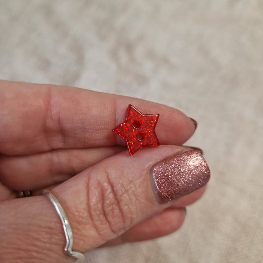 Red Glitter Star Buttons