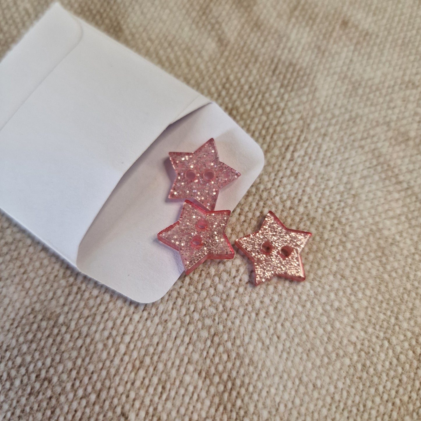 Pink Star Glitter Buttons