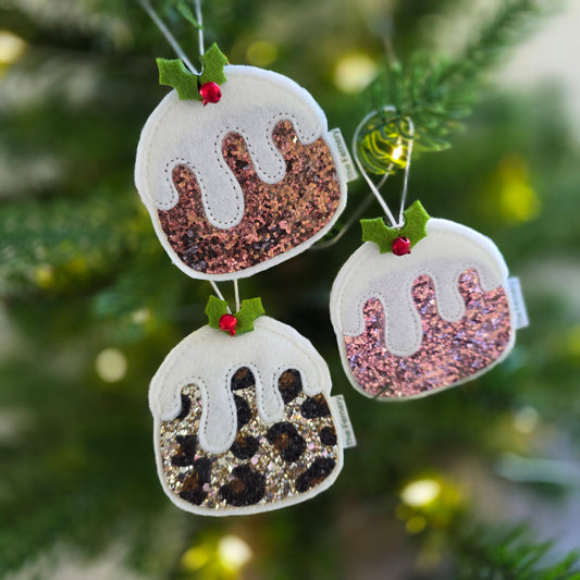 Sparkly Figgy Pud Decoration - Rose Gold