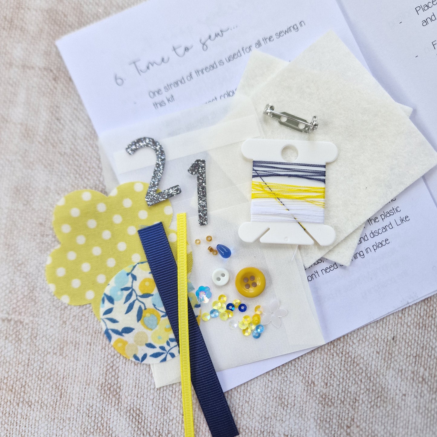 Flower Birthday Badge Hand Sewing Kit