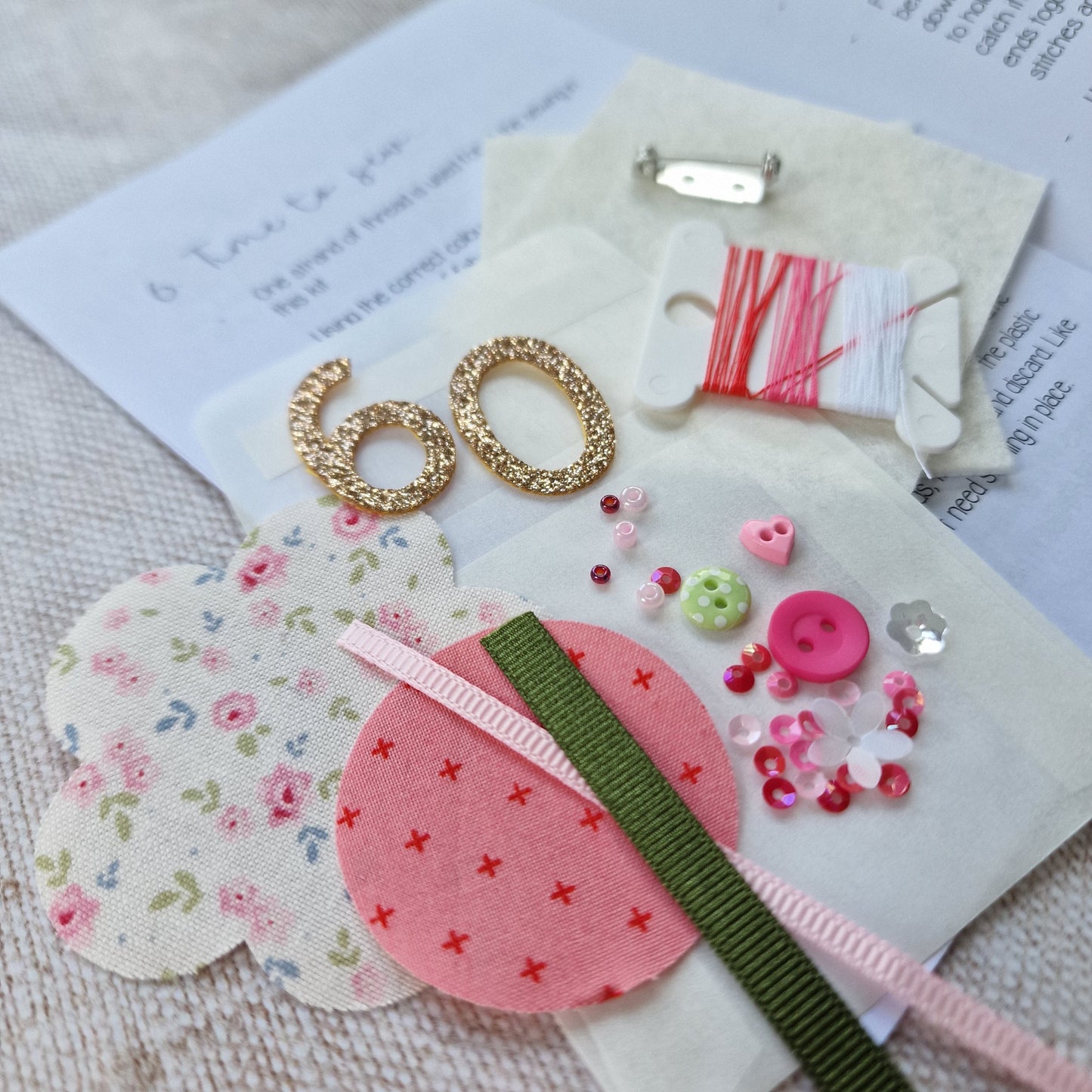 Flower Birthday Badge Hand Sewing Kit