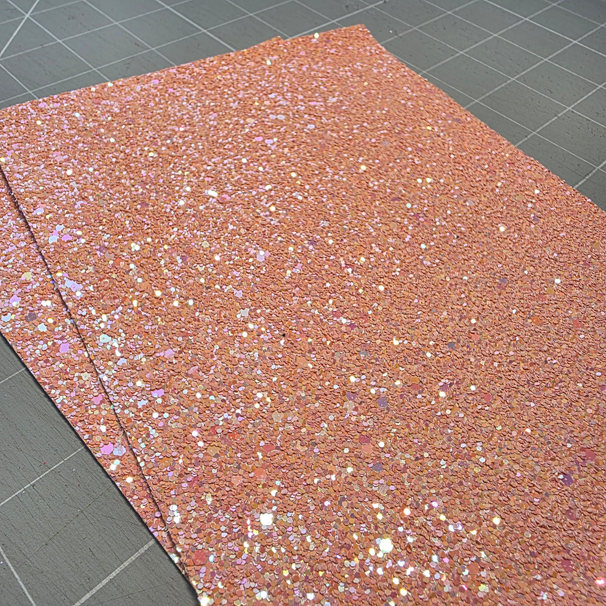 Peachy Chunky Glitter Fabric DESTASH