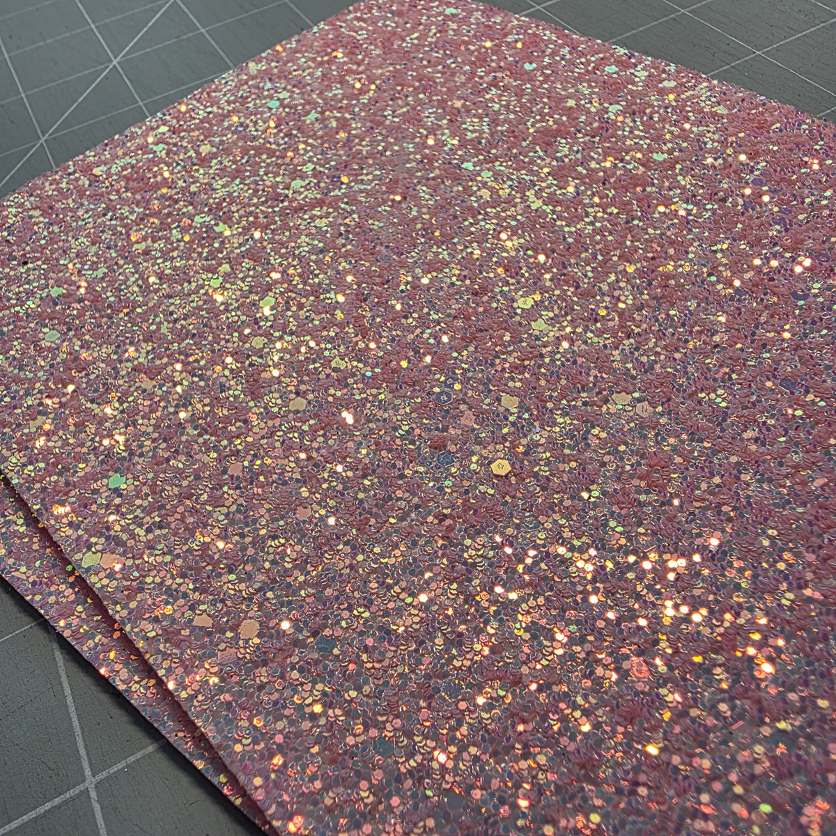 Pink Iridescent Chunky Glitter Fabric DESTASH
