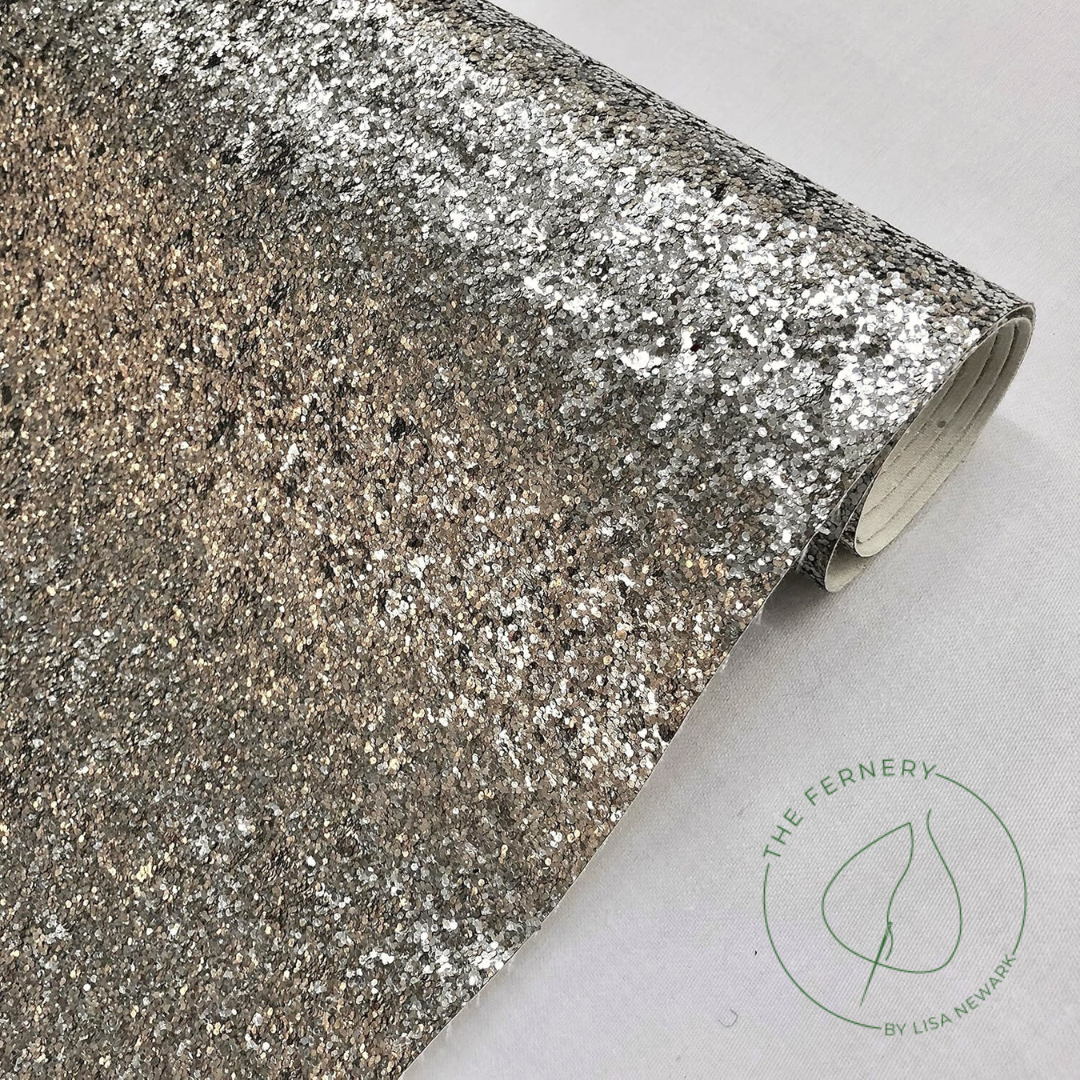 Glitter Fabric - Silver, Chunky