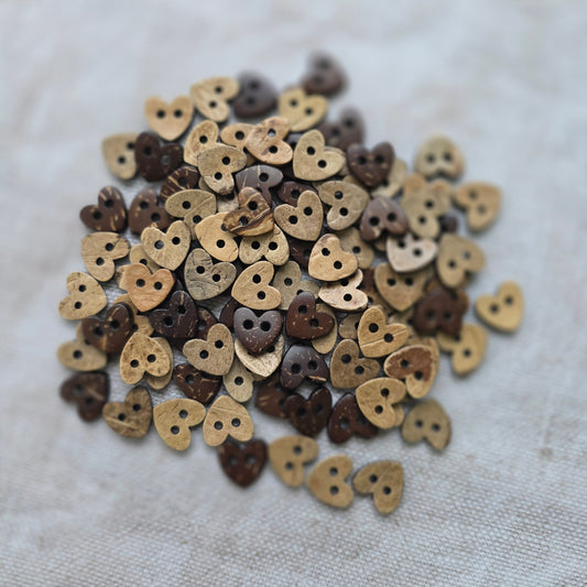 Heart Shaped Coco Shell buttons - 15mm