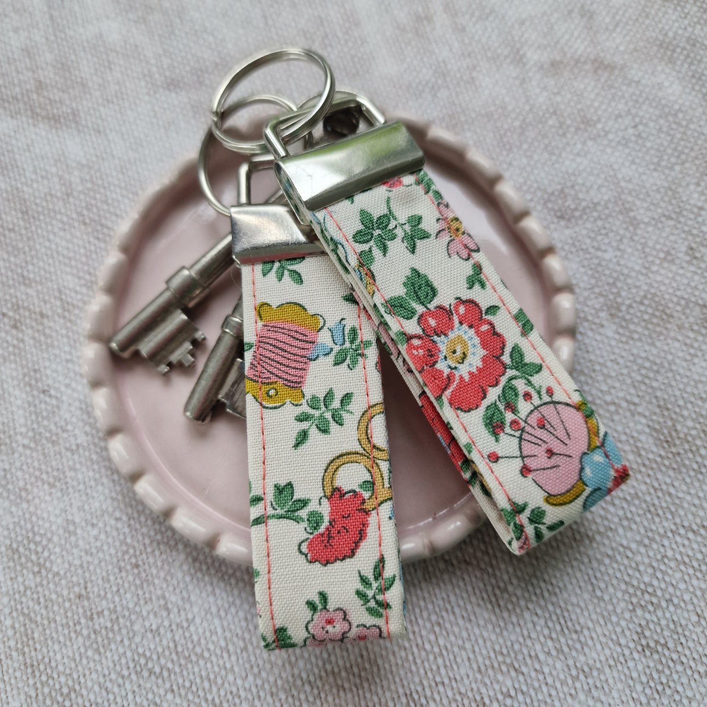 Liberty Haberdashery print mini key fobs