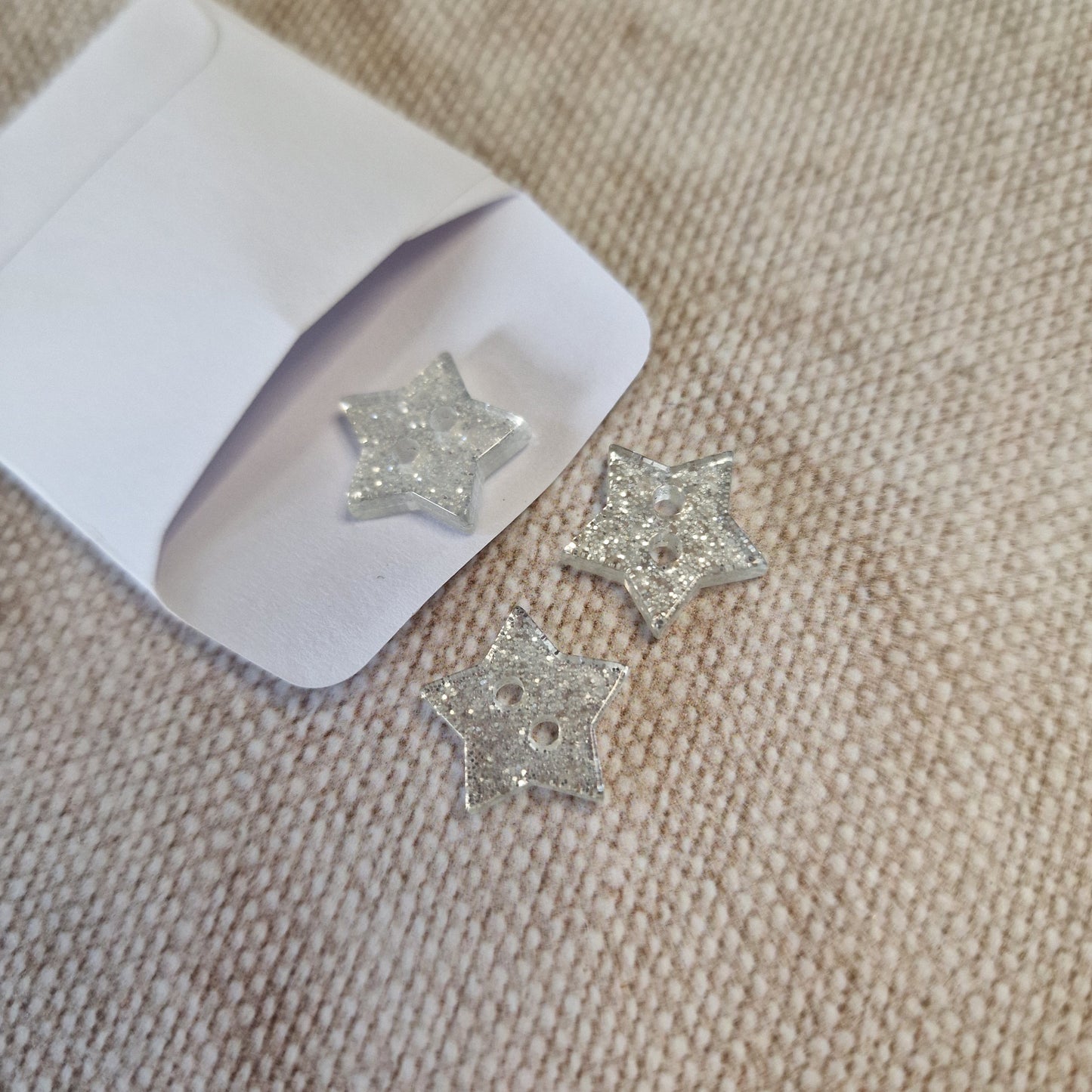 Silver Glitter Star Buttons