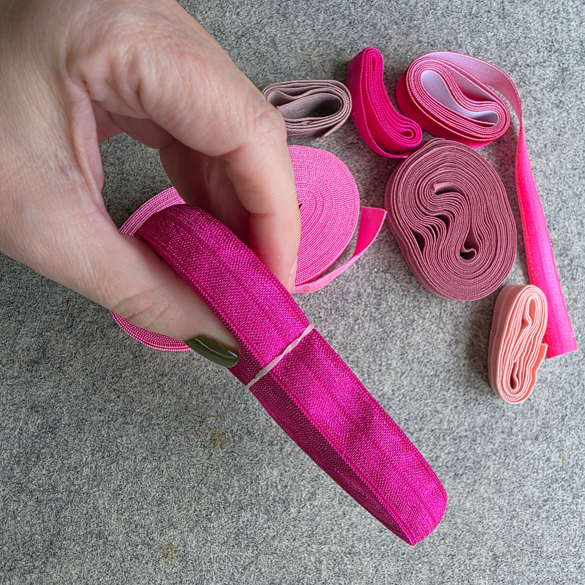 Pink 15mm elastic remnants