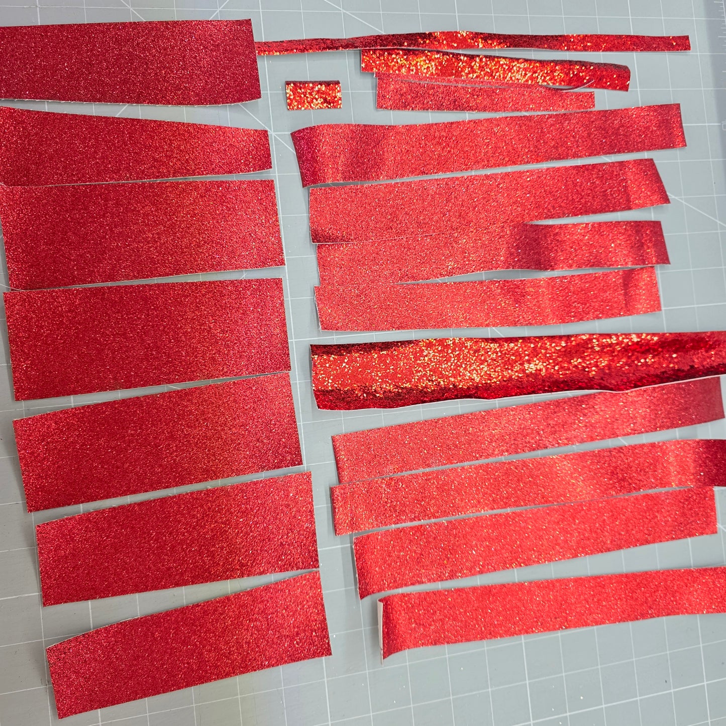 REMNANT Red glitter fabric offcut strips