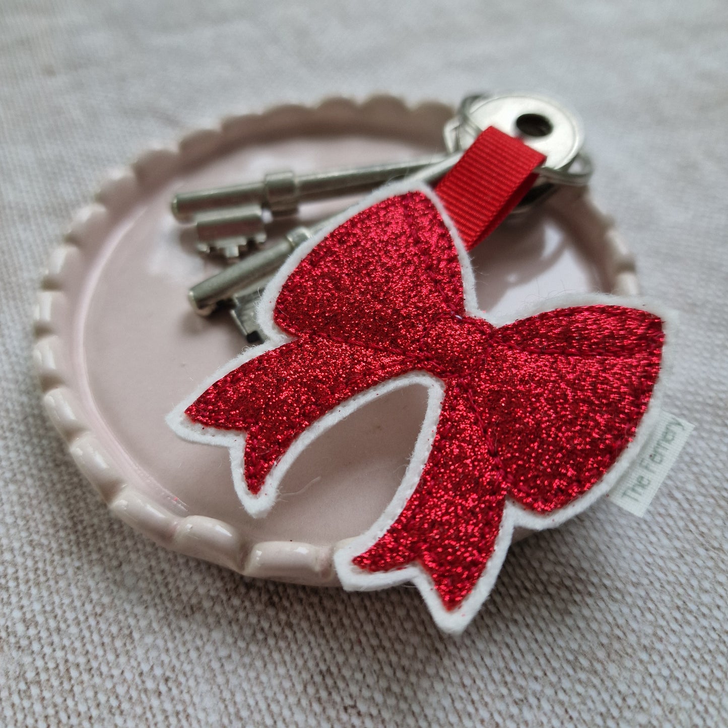 Bow Keyring - Red Glitter