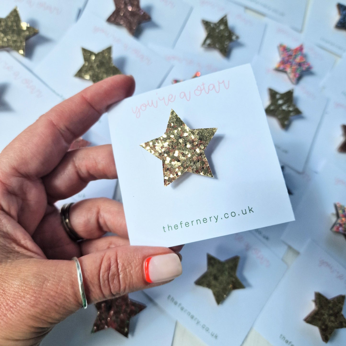 Sparkle Birch Wood Star Brooch