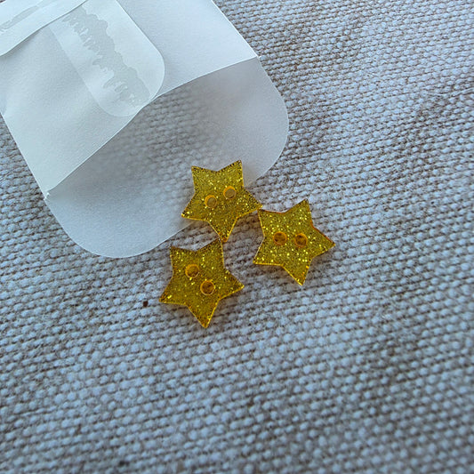 Gold Star Glitter Buttons