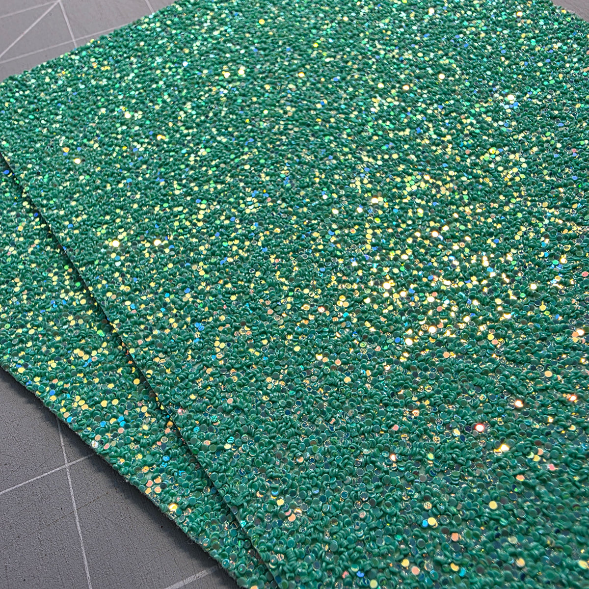 Green Iridescent Chunky Glitter Fabric DESTASH