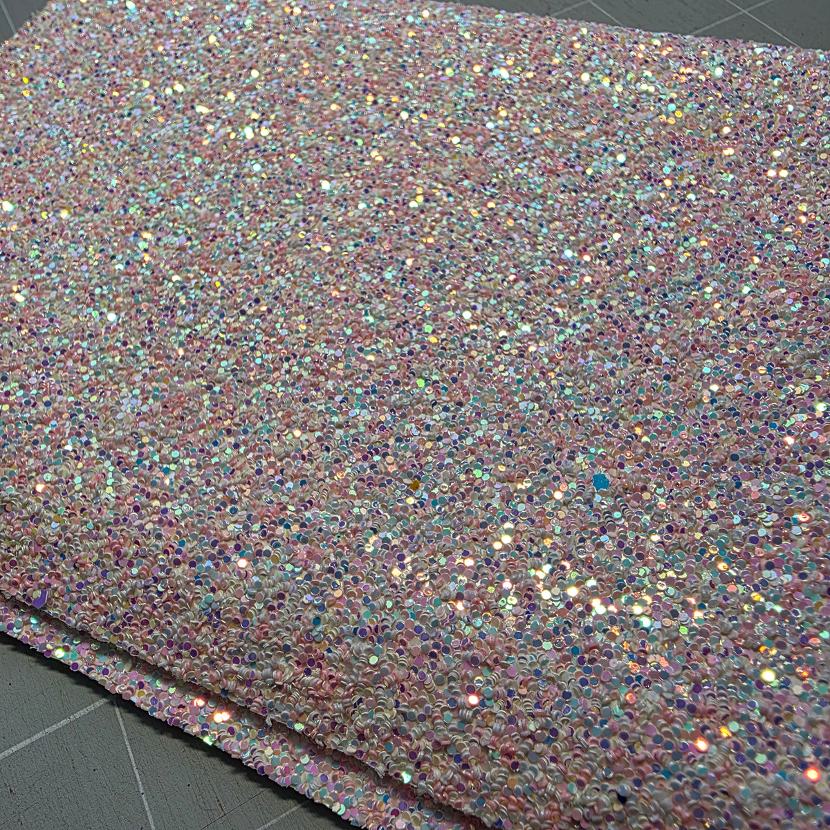 Baby Pink Iridescent Chunky Glitter Fabric DESTASH