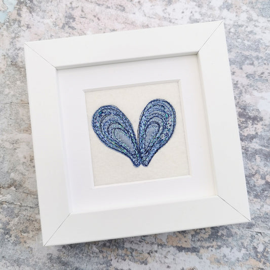 Decoration - Framed Stitched Mussel Heart (Commission)