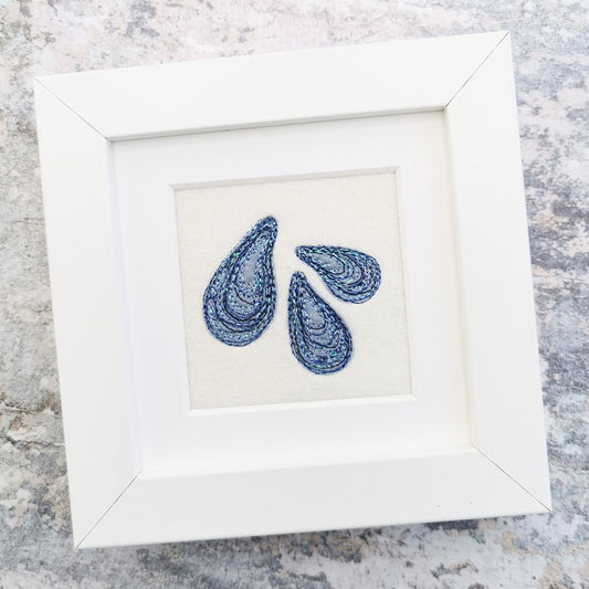 Decoration - Framed Stitched Mussel Trio (Commission)