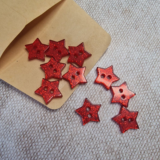 Red Glitter Star Buttons
