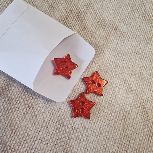 Red Glitter Star Buttons