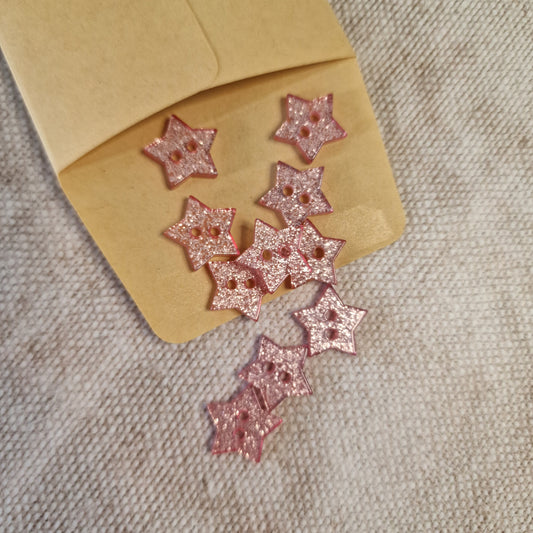 Pink Star Glitter Buttons