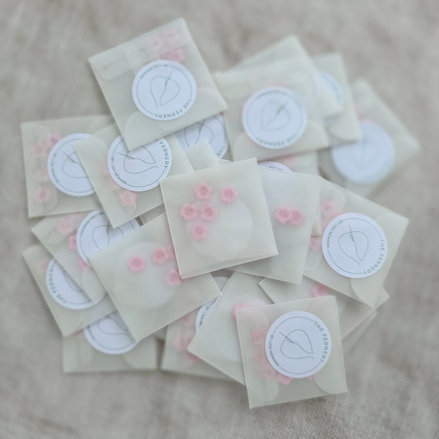 Mini flower buttons, pink