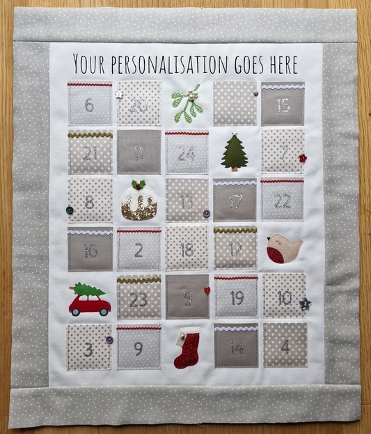 SAMPLE, SILVER Ready made Christmas Countdown Calendar