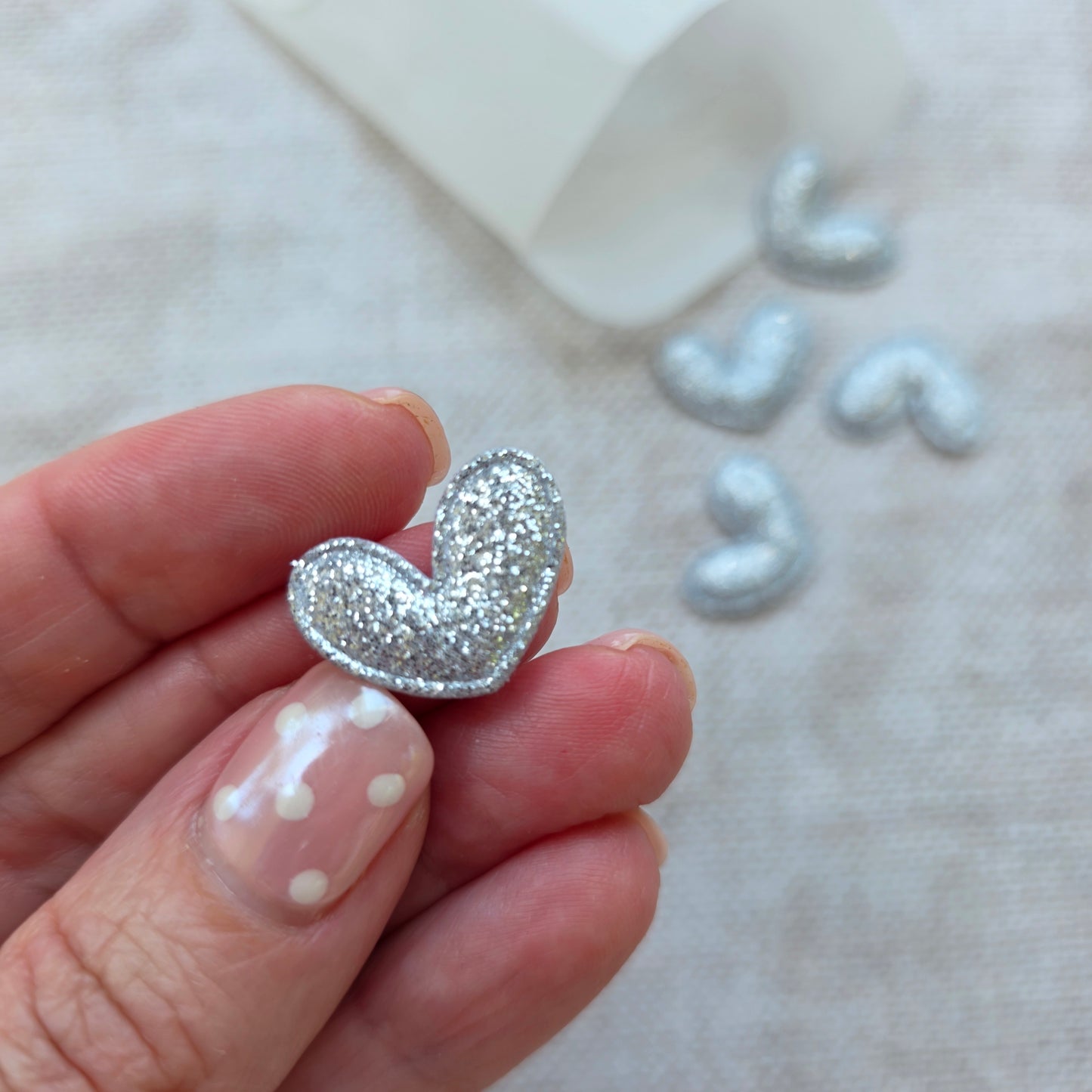 Silver Glitter Cutesy Heart embellishment