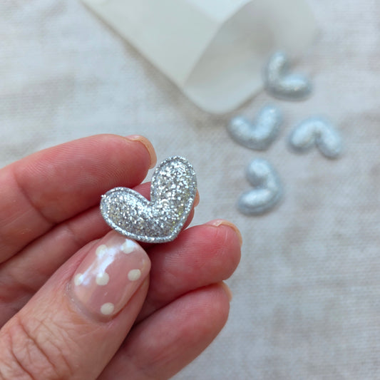 Silver Glitter Cutesy Heart embellishment