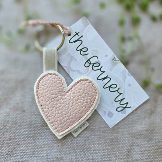 Pebbled Leatherette Heart Keyring - fourteen colours