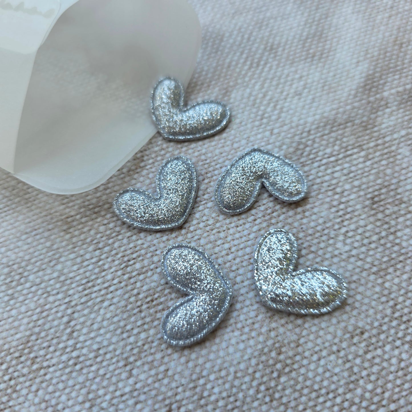 Silver Glitter Cutesy Heart embellishment