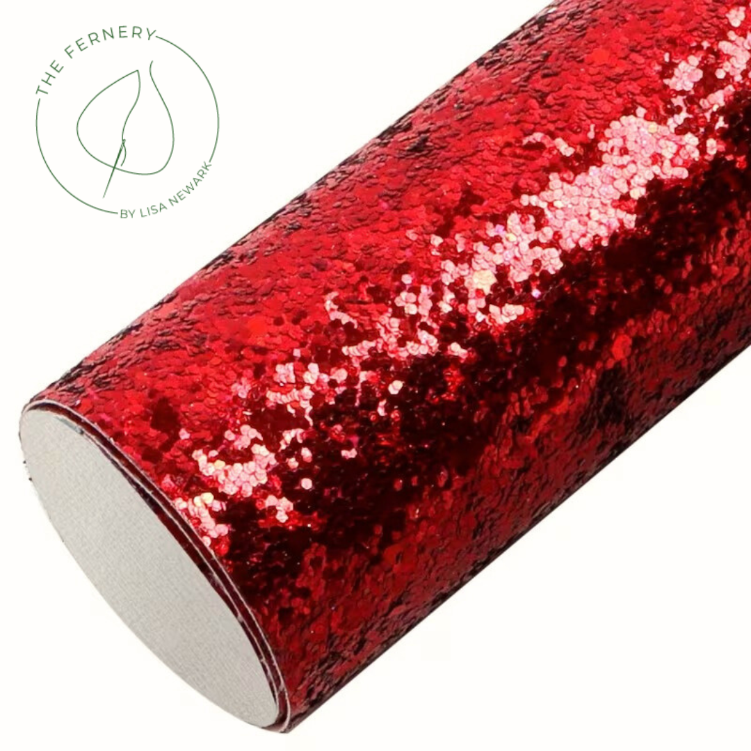 Glitter Fabric - Red, Chunky