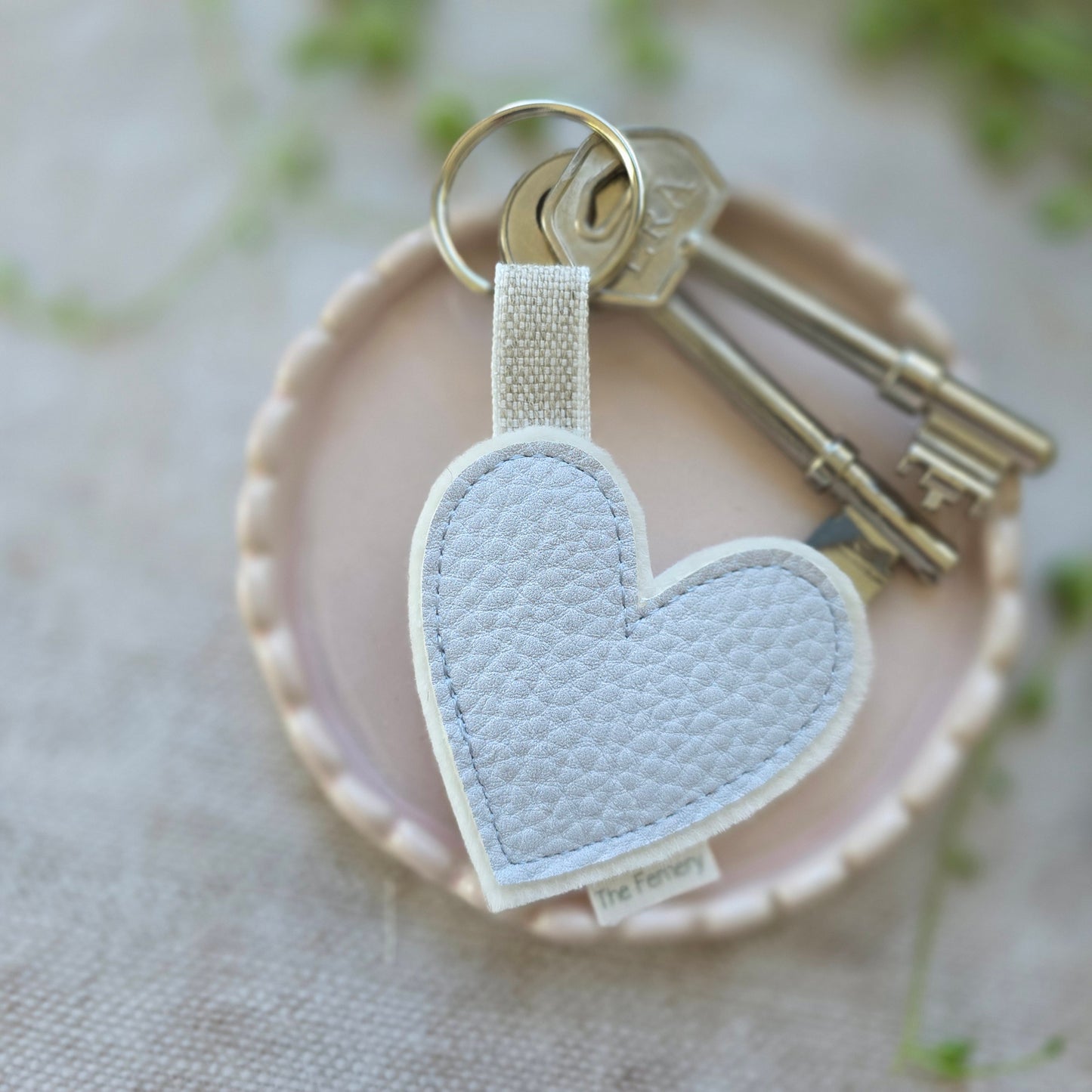 Pebbled Leatherette Heart Keyring - fourteen colours