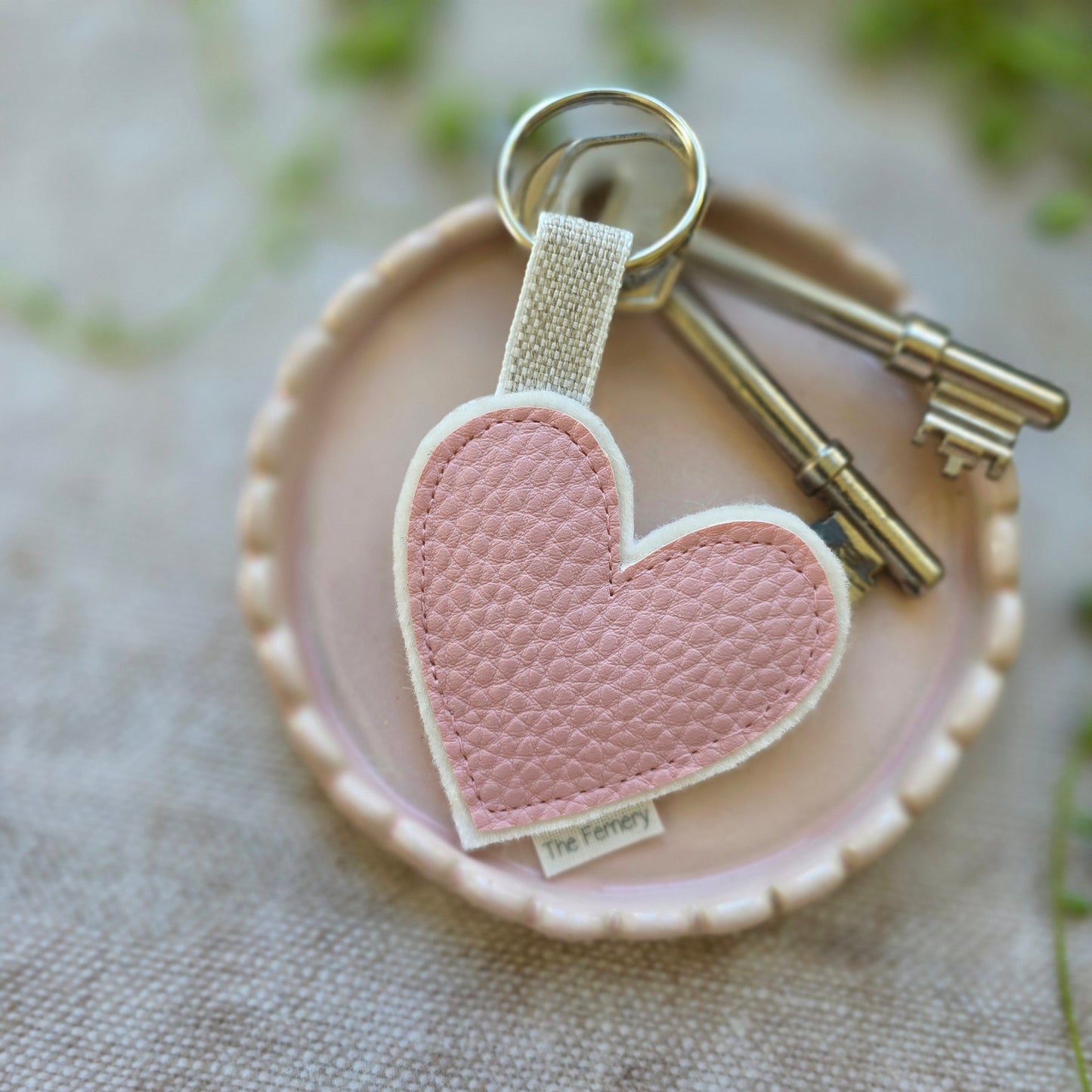 Pebbled Leatherette Heart Keyring - fourteen colours