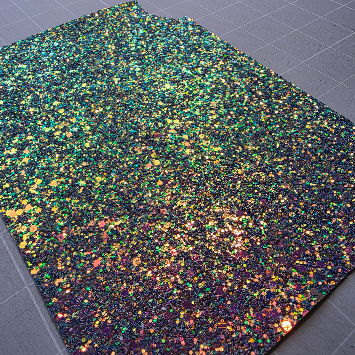 Navy Rainbow Chunky Glitter Fabric DESTASH (13)
