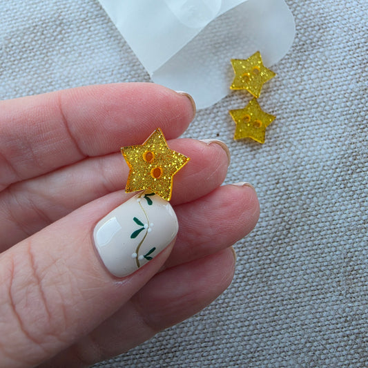 Gold Star Glitter Buttons
