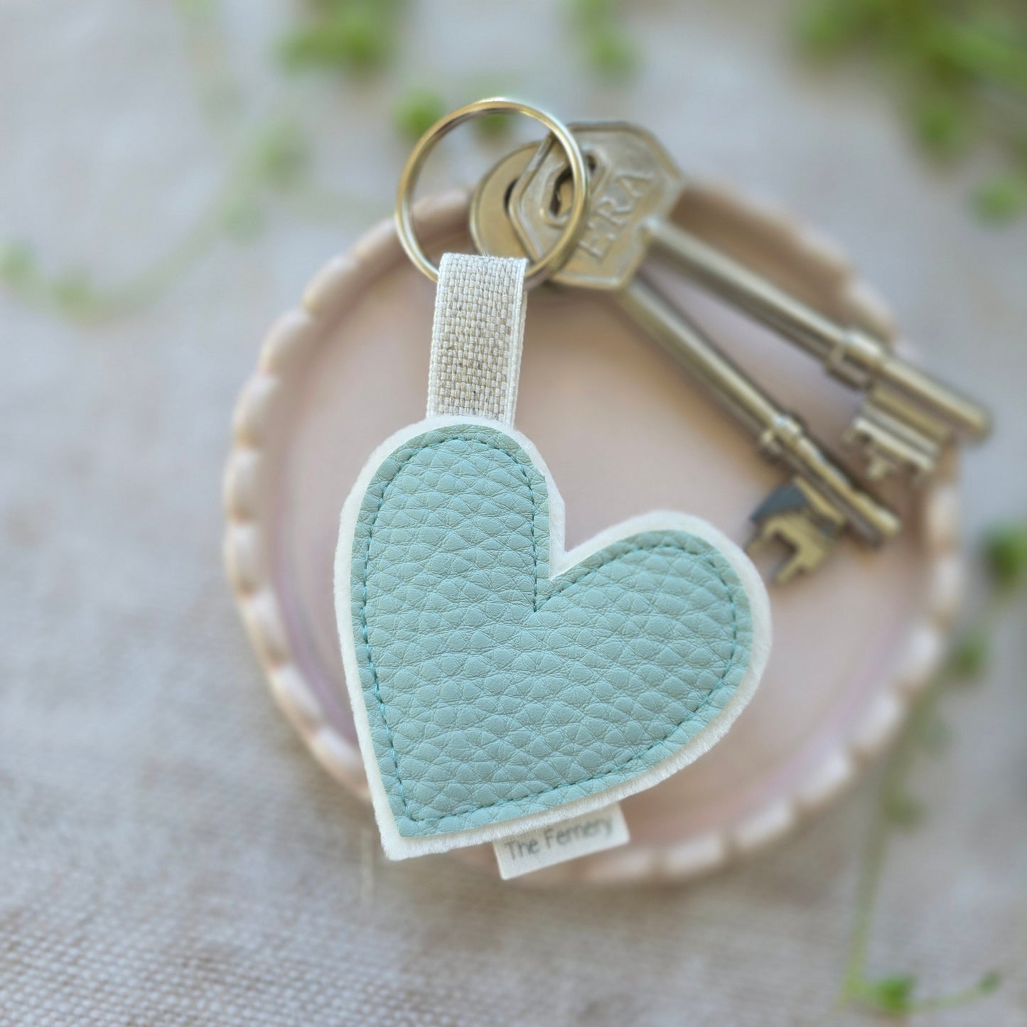 Pebbled Leatherette Heart Keyring - fourteen colours