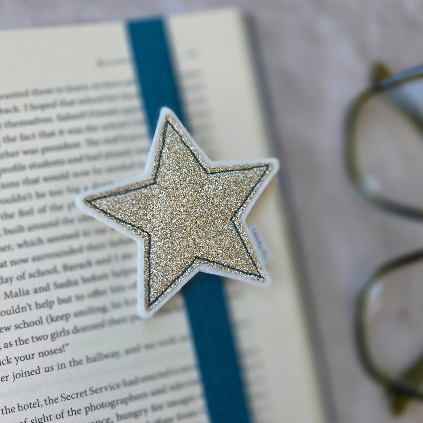 Sparkly Star Bookband *SECOND* Champagne / Teal