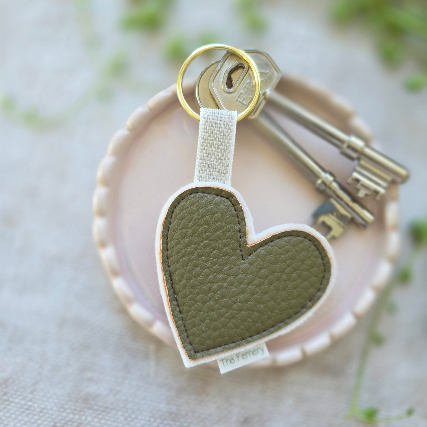 Pebbled Leatherette Heart Keyring - fourteen colours
