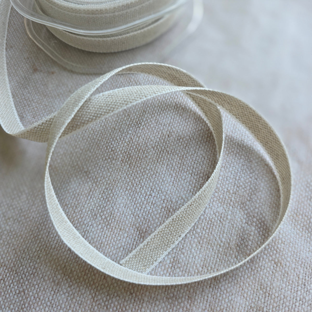 white edged French Linen Ribbon - 10mm