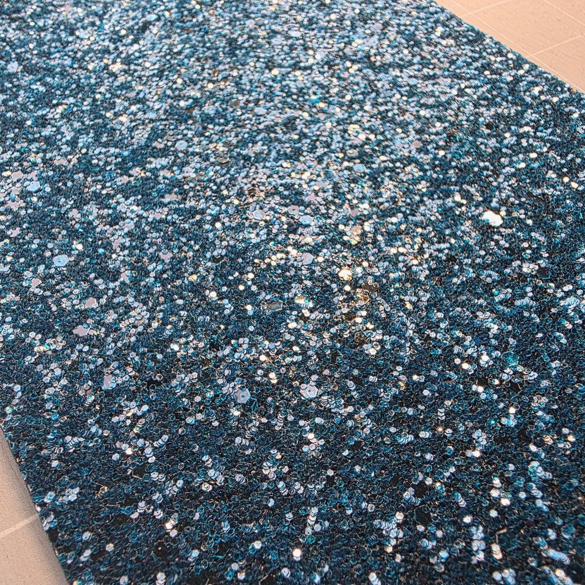 Teal Chunky Glitter Fabric DESTASH (10)