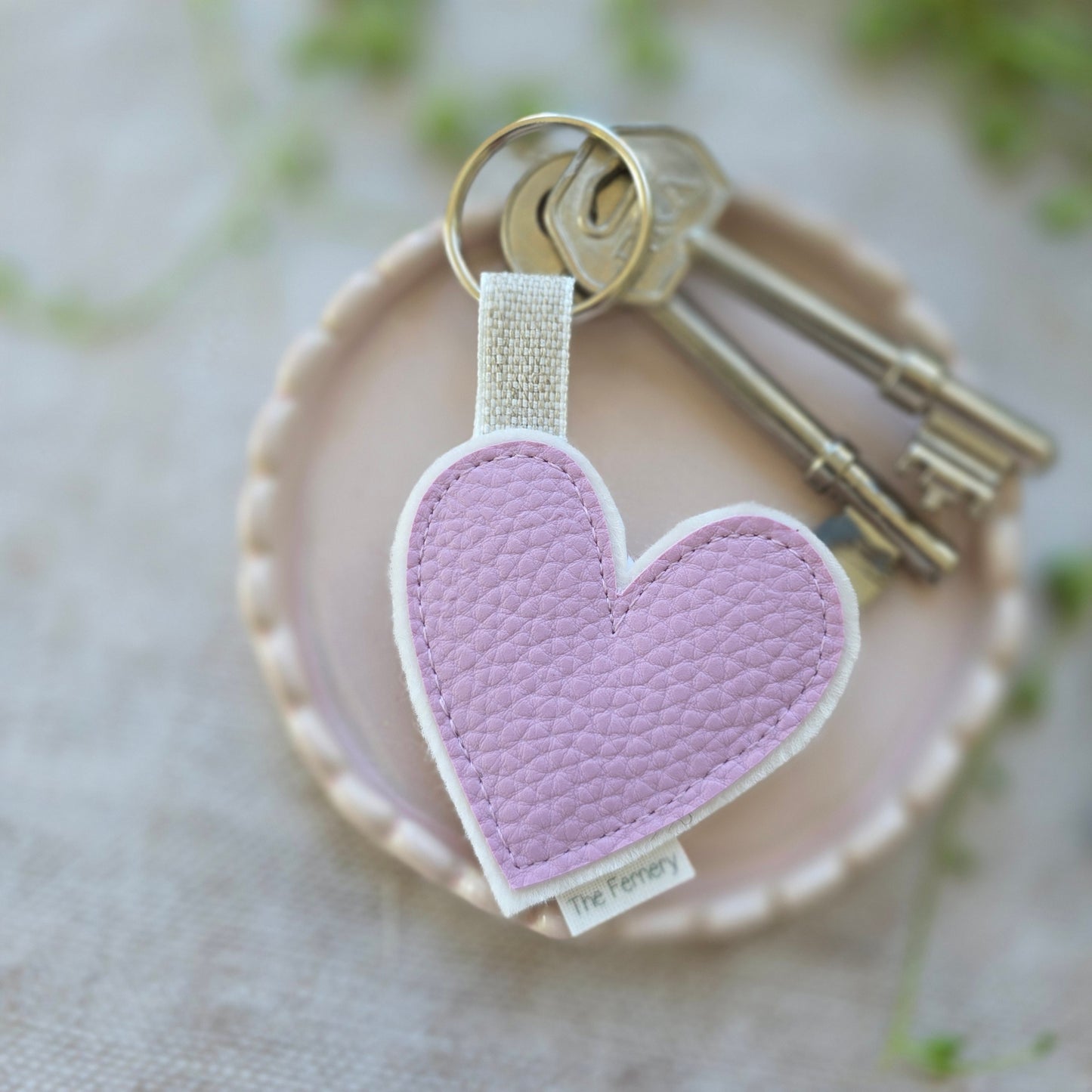 Pebbled Leatherette Heart Keyring - fourteen colours
