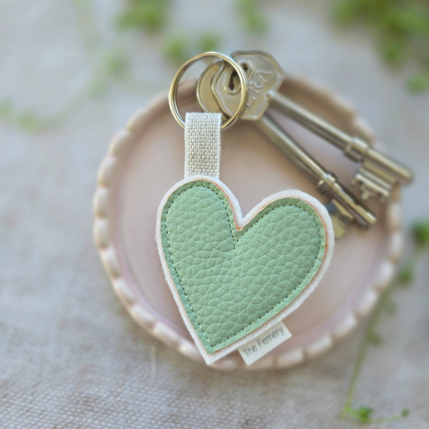 Pebbled Leatherette Heart Keyring - fourteen colours
