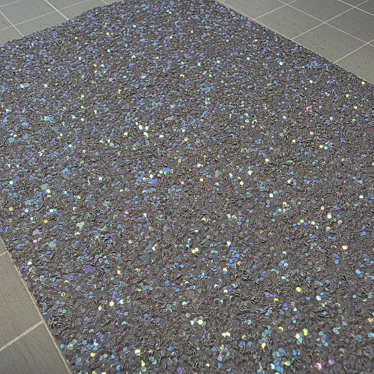 Grey / Blue Chunky Glitter Fabric DESTASH (8)