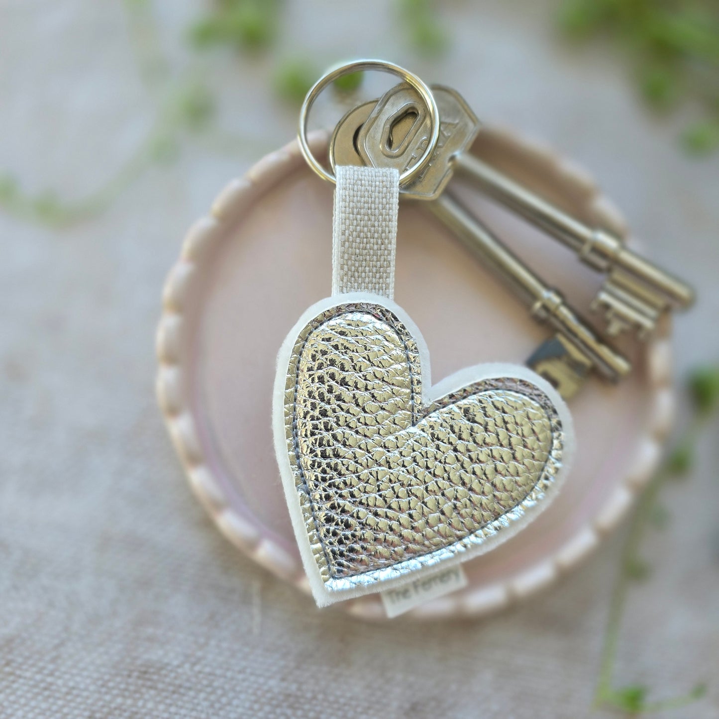 Pebbled Leatherette Heart Keyring - fourteen colours