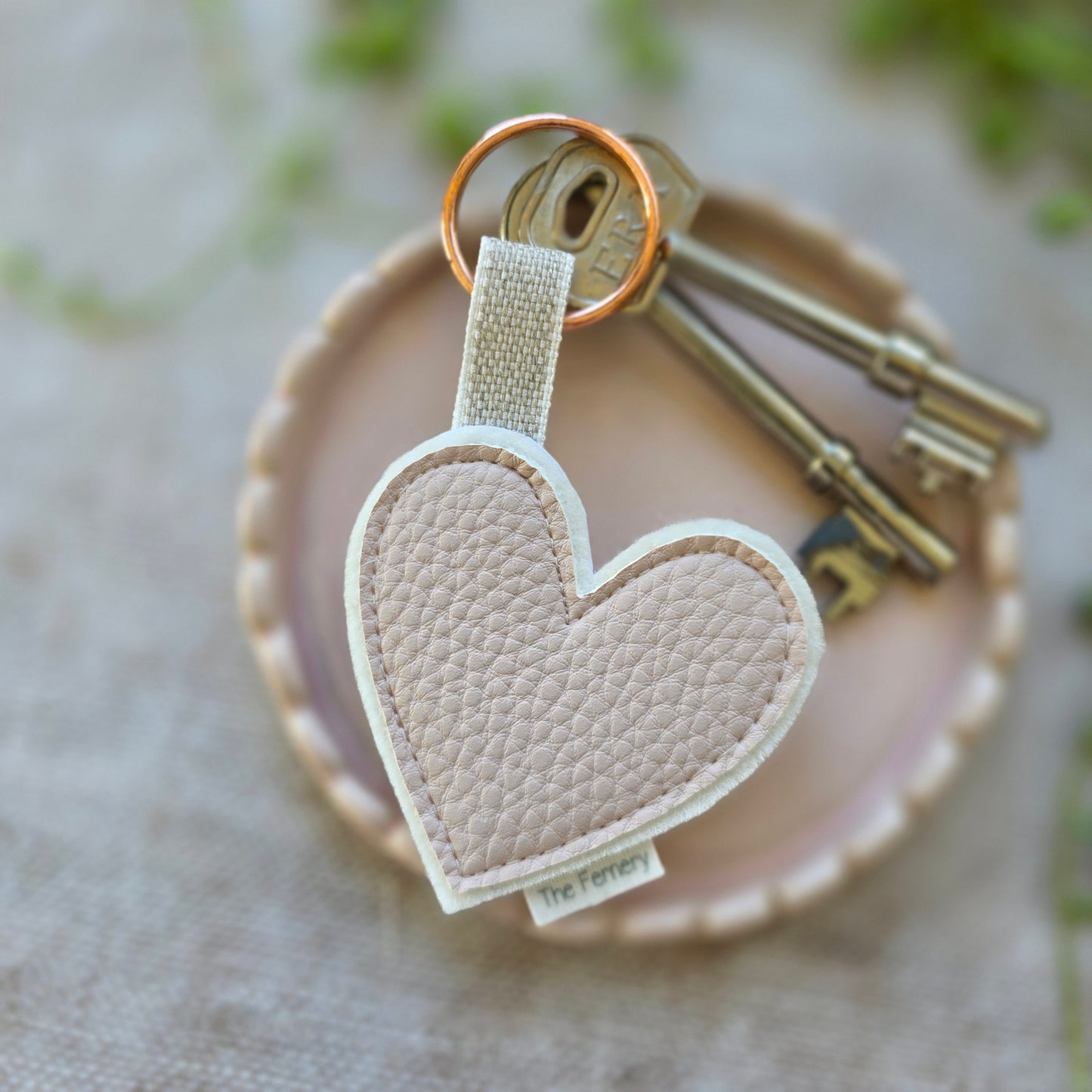 Pebbled Leatherette Heart Keyring - fourteen colours