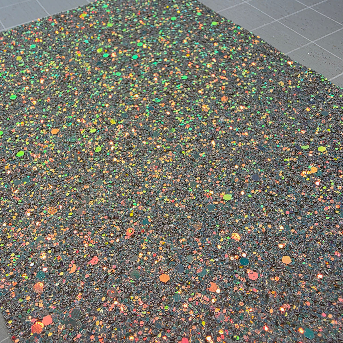 Grey / Pink Chunky Glitter Fabric DESTASH (7)